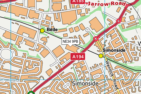 NE34 9PB map - OS VectorMap District (Ordnance Survey)