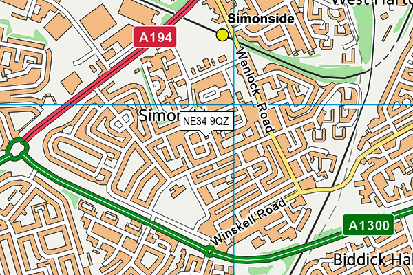 NE34 9QZ map - OS VectorMap District (Ordnance Survey) NE34 9QZ map - OS VectorMap District (Ordnance Survey)