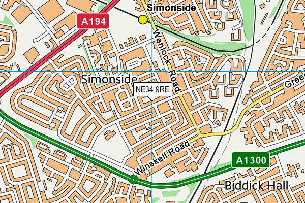 NE34 9RE map - OS VectorMap District (Ordnance Survey)