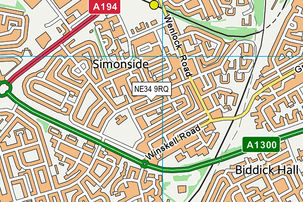 NE34 9RQ map - OS VectorMap District (Ordnance Survey) NE34 9RQ map - OS VectorMap District (Ordnance Survey)