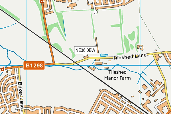 NE36 0BW map - OS VectorMap District (Ordnance Survey)