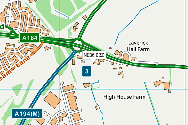 NE36 0BZ map - OS VectorMap District (Ordnance Survey)