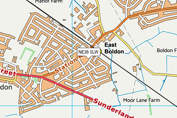 NE36 0LW map - OS VectorMap District (Ordnance Survey)
