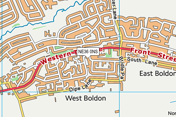NE36 0NS map - OS VectorMap District (Ordnance Survey)