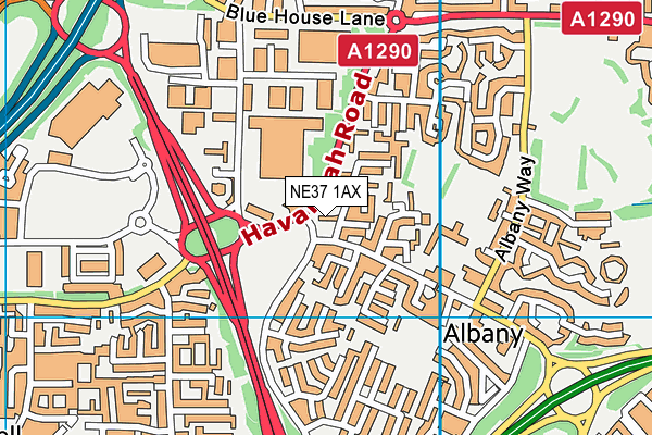 NE37 1AX map - OS VectorMap District (Ordnance Survey) NE37 1AX map - OS VectorMap District (Ordnance Survey)