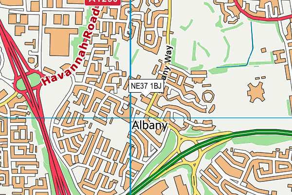NE37 1BJ map - OS VectorMap District (Ordnance Survey)