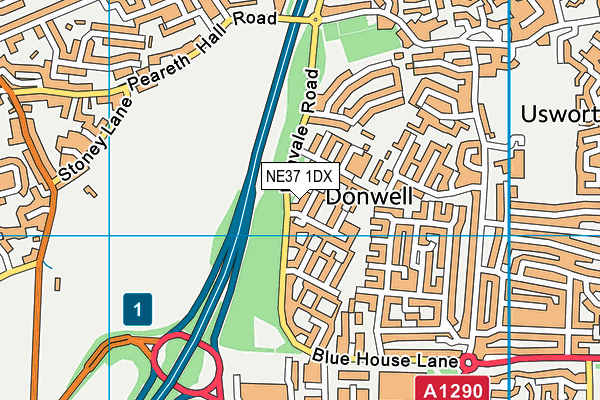 NE37 1DX map - OS VectorMap District (Ordnance Survey) NE37 1DX map - OS VectorMap District (Ordnance Survey)