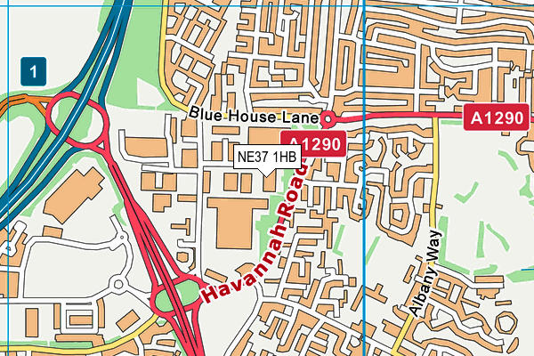 NE37 1HB map - OS VectorMap District (Ordnance Survey) NE37 1HB map - OS VectorMap District (Ordnance Survey)