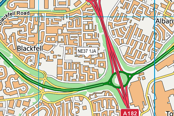 NE37 1JA map - OS VectorMap District (Ordnance Survey) NE37 1JA map - OS VectorMap District (Ordnance Survey)