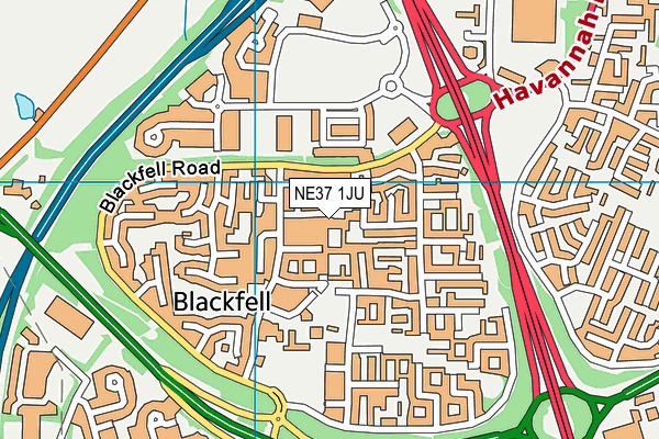 NE37 1JU map - OS VectorMap District (Ordnance Survey)