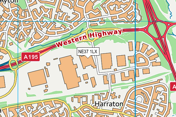 NE37 1LX map - OS VectorMap District (Ordnance Survey)