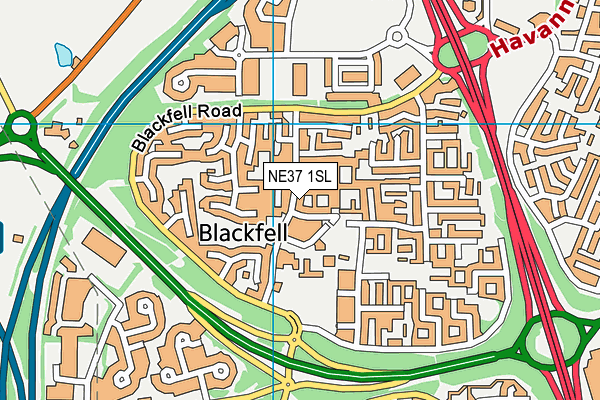 NE37 1SL map - OS VectorMap District (Ordnance Survey) NE37 1SL map - OS VectorMap District (Ordnance Survey)