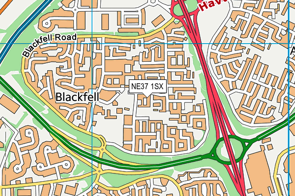 NE37 1SX map - OS VectorMap District (Ordnance Survey) NE37 1SX map - OS VectorMap District (Ordnance Survey)