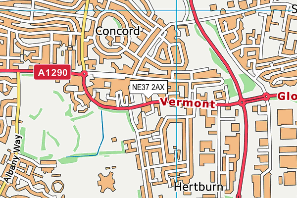 NE37 2AX map - OS VectorMap District (Ordnance Survey) NE37 2AX map - OS VectorMap District (Ordnance Survey)