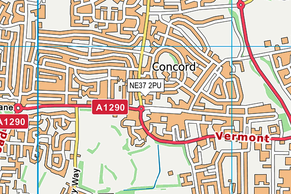 NE37 2PU map - OS VectorMap District (Ordnance Survey) NE37 2PU map - OS VectorMap District (Ordnance Survey)