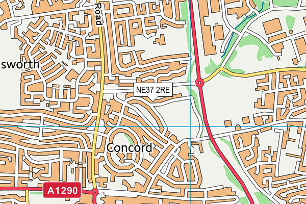 NE37 2RE map - OS VectorMap District (Ordnance Survey)