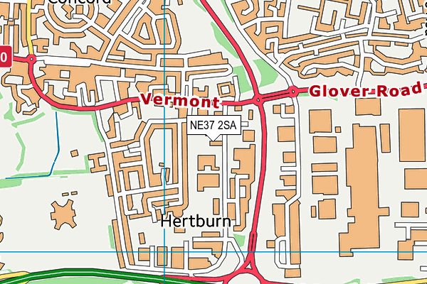NE37 2SA map - OS VectorMap District (Ordnance Survey) NE37 2SA map - OS VectorMap District (Ordnance Survey)