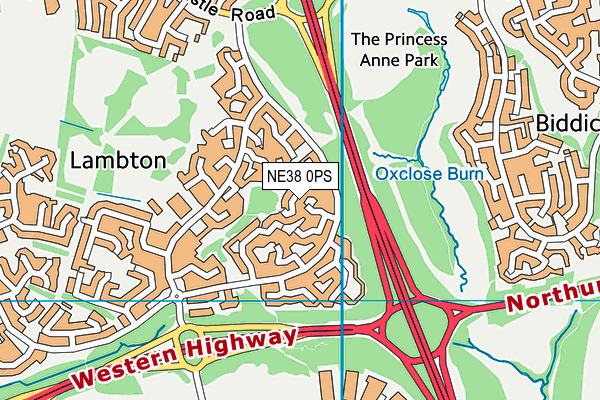 NE38 0PS map - OS VectorMap District (Ordnance Survey) NE38 0PS map - OS VectorMap District (Ordnance Survey)