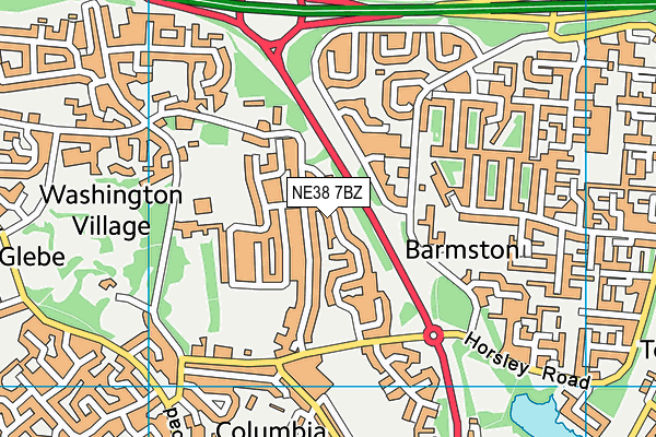 NE38 7BZ map - OS VectorMap District (Ordnance Survey) NE38 7BZ map - OS VectorMap District (Ordnance Survey)