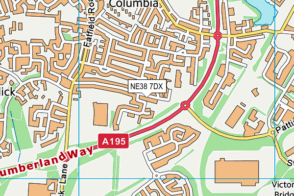 NE38 7DX map - OS VectorMap District (Ordnance Survey) NE38 7DX map - OS VectorMap District (Ordnance Survey)