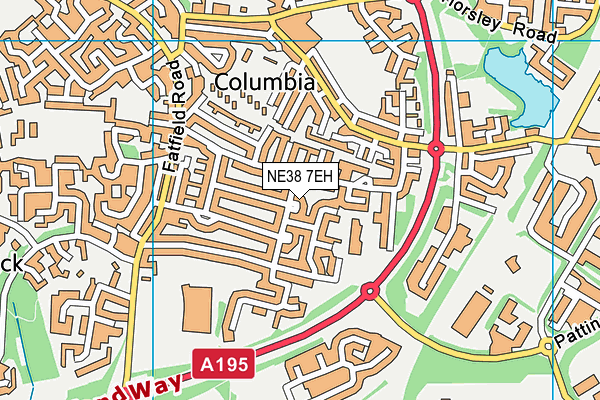 NE38 7EH map - OS VectorMap District (Ordnance Survey) NE38 7EH map - OS VectorMap District (Ordnance Survey)