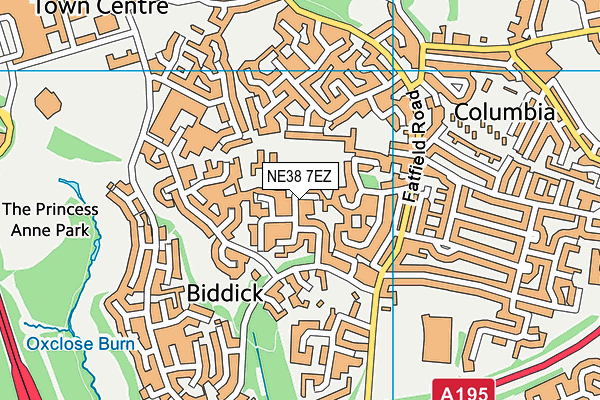NE38 7EZ map - OS VectorMap District (Ordnance Survey) NE38 7EZ map - OS VectorMap District (Ordnance Survey)