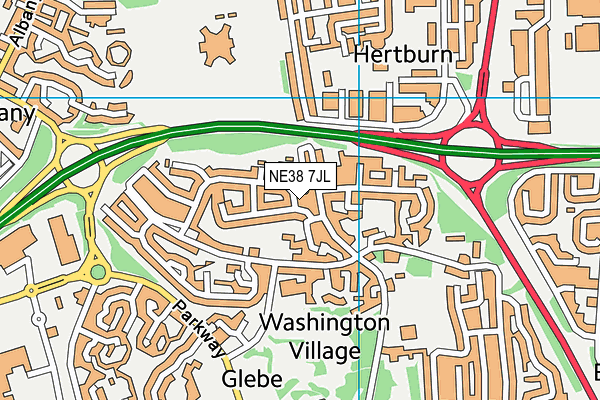NE38 7JL map - OS VectorMap District (Ordnance Survey) NE38 7JL map - OS VectorMap District (Ordnance Survey)