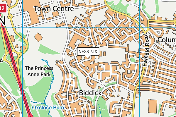 NE38 7JX map - OS VectorMap District (Ordnance Survey) NE38 7JX map - OS VectorMap District (Ordnance Survey)