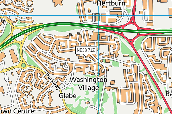NE38 7JZ map - OS VectorMap District (Ordnance Survey) NE38 7JZ map - OS VectorMap District (Ordnance Survey)