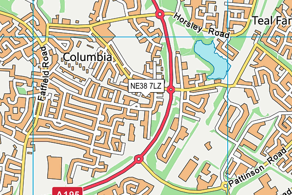NE38 7LZ map - OS VectorMap District (Ordnance Survey) NE38 7LZ map - OS VectorMap District (Ordnance Survey)