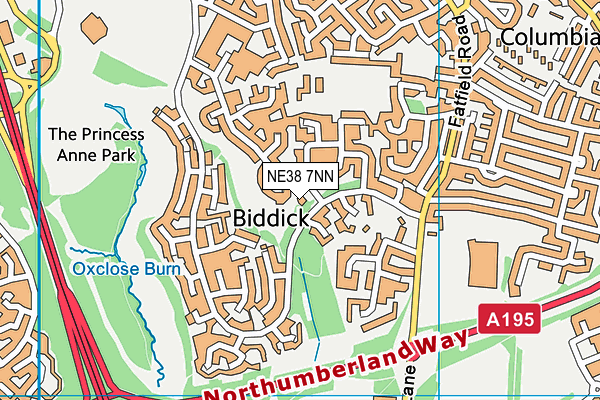 NE38 7NN map - OS VectorMap District (Ordnance Survey)