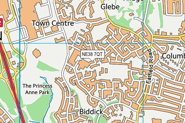 NE38 7QT map - OS VectorMap District (Ordnance Survey) NE38 7QT map - OS VectorMap District (Ordnance Survey)