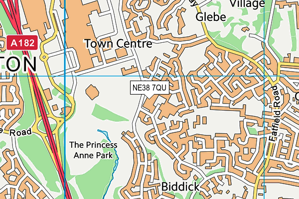 NE38 7QU map - OS VectorMap District (Ordnance Survey)