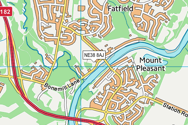 NE38 8AJ map - OS VectorMap District (Ordnance Survey) NE38 8AJ map - OS VectorMap District (Ordnance Survey)
