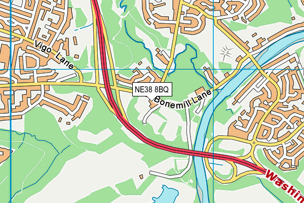 NE38 8BQ map - OS VectorMap District (Ordnance Survey) NE38 8BQ map - OS VectorMap District (Ordnance Survey)