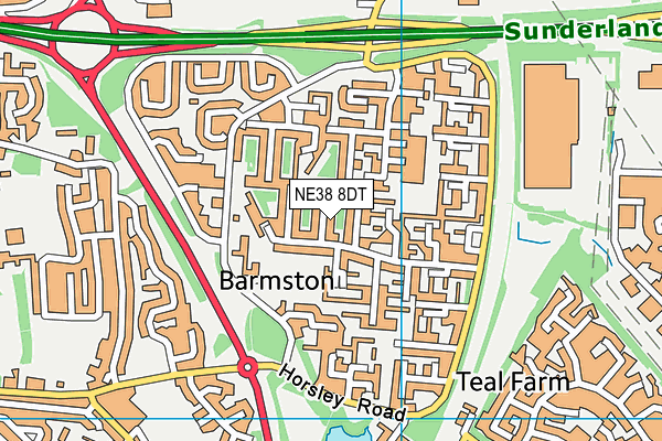 NE38 8DT map - OS VectorMap District (Ordnance Survey) NE38 8DT map - OS VectorMap District (Ordnance Survey)