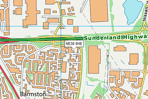 NE38 8HE map - OS VectorMap District (Ordnance Survey)