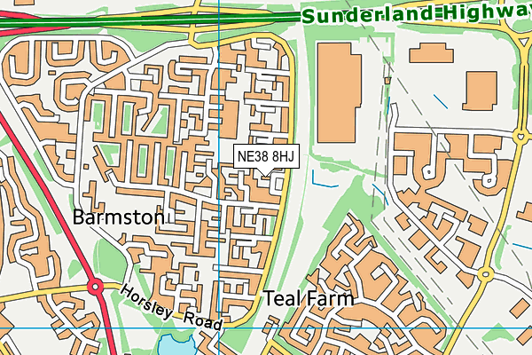 NE38 8HJ map - OS VectorMap District (Ordnance Survey) NE38 8HJ map - OS VectorMap District (Ordnance Survey)