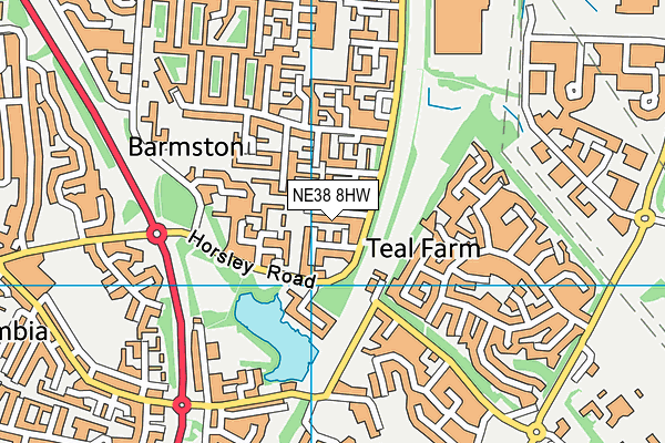 NE38 8HW map - OS VectorMap District (Ordnance Survey) NE38 8HW map - OS VectorMap District (Ordnance Survey)