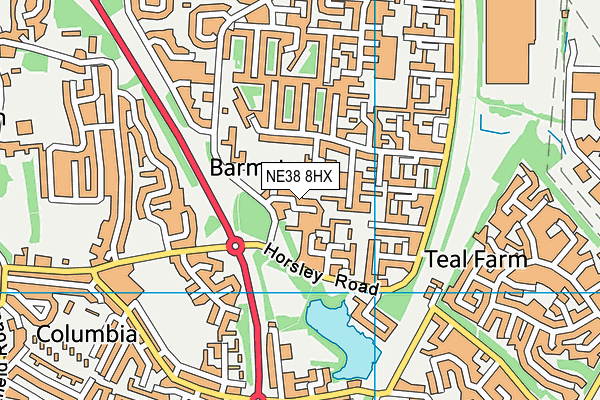 NE38 8HX map - OS VectorMap District (Ordnance Survey) NE38 8HX map - OS VectorMap District (Ordnance Survey)