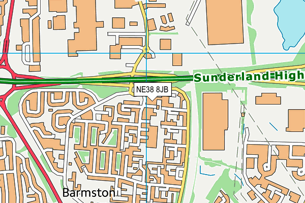 NE38 8JB map - OS VectorMap District (Ordnance Survey)