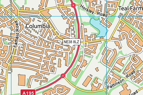 NE38 8LZ map - OS VectorMap District (Ordnance Survey)