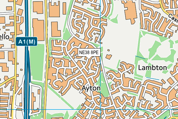 NE38 8PE map - OS VectorMap District (Ordnance Survey) NE38 8PE map - OS VectorMap District (Ordnance Survey)