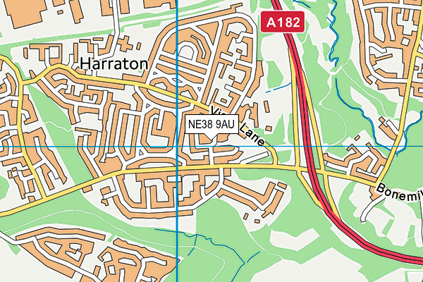 NE38 9AU map - OS VectorMap District (Ordnance Survey)
