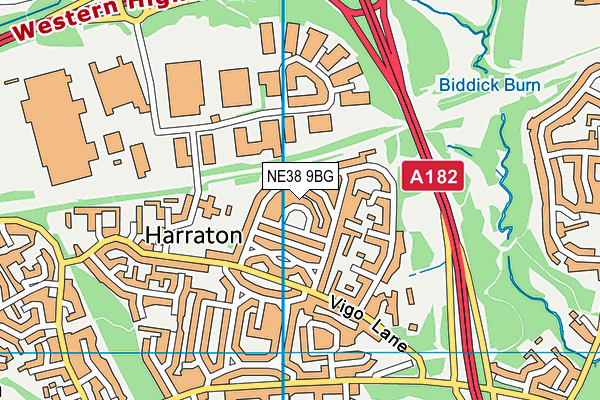 NE38 9BG map - OS VectorMap District (Ordnance Survey) NE38 9BG map - OS VectorMap District (Ordnance Survey)