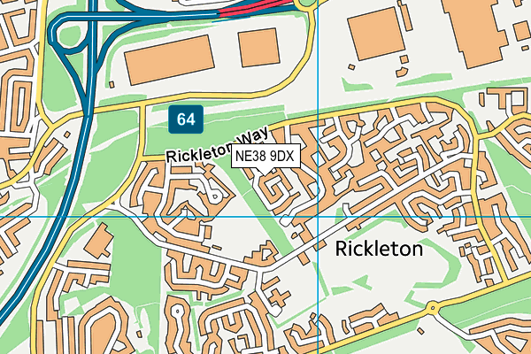 NE38 9DX map - OS VectorMap District (Ordnance Survey) NE38 9DX map - OS VectorMap District (Ordnance Survey)