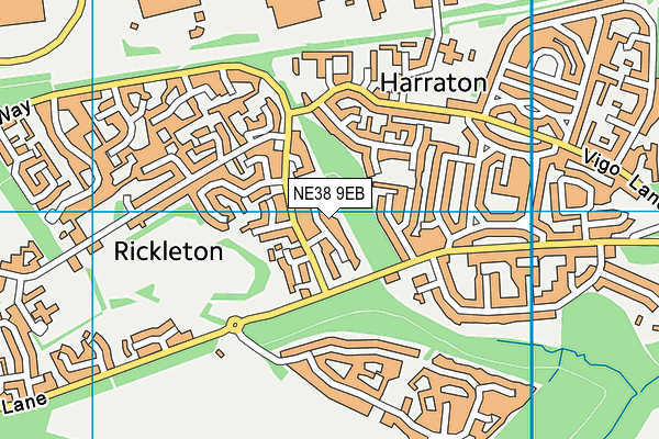 NE38 9EB map - OS VectorMap District (Ordnance Survey) NE38 9EB map - OS VectorMap District (Ordnance Survey)