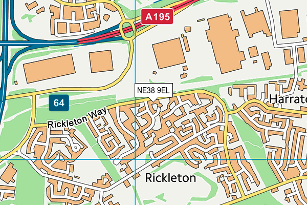 NE38 9EL map - OS VectorMap District (Ordnance Survey) NE38 9EL map - OS VectorMap District (Ordnance Survey)