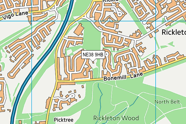 NE38 9HB map - OS VectorMap District (Ordnance Survey) NE38 9HB map - OS VectorMap District (Ordnance Survey)