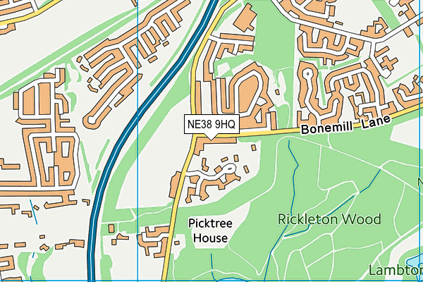 NE38 9HQ map - OS VectorMap District (Ordnance Survey)